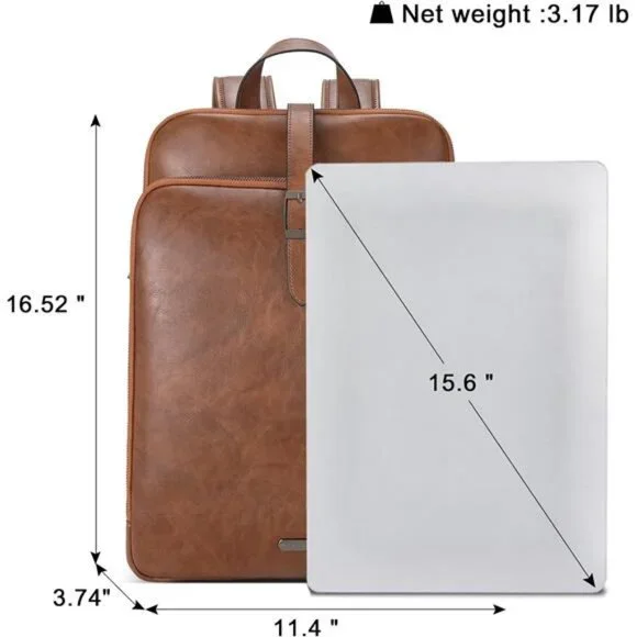 CLUCI Leather Backpack for Women, 15.6 inch Laptop Bag, Large Genuine Work